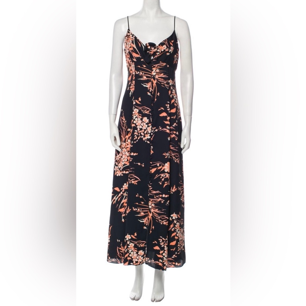 NWT Joie Black Orange Floral Maxi Dress